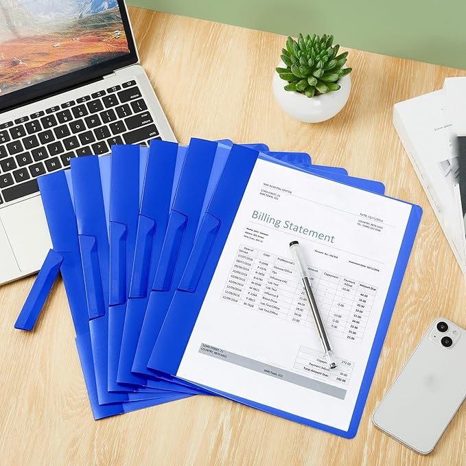 Maitys 25 Pack Durable Clear Report Covers with Rotary Clip 11 x 9 in Letter Size Presentation Folders Transparent Front Cover Portfolio Folder Resume Folder Interview Report Folders (Blue)