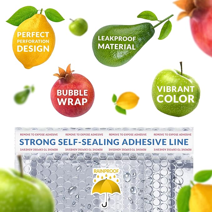 Amiff Silver Thermal Bubble Mailer, 15 x 17 Inches. 50 Pack Metallic Bubble Mailers. Self-Seal Insulated Mailers for Cold Shipping. Padded Envelopes Waterproof. Thermal Bag for Food, Cosmetics