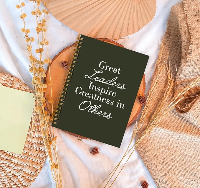 OXW Leadership Gifts Notebook Journal, Leader Gifts for Women Men, Meeting Notebook for Work, Thank You Gifts for Leader Boss Mentor Supervisor, Olive Green Spiral Notebook 5.5 x 8.3