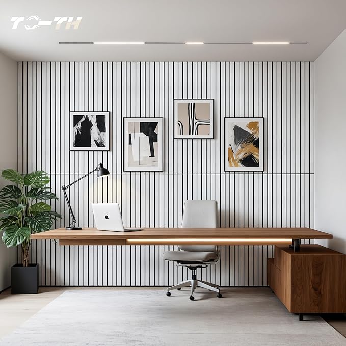 TO-TH Wood-Look Acoustic Panel, 4 Pack 47.2” x 23.6” Soundproof Wall Panels, Decorative Sound Absorbers Large Acoustic Panels for Home, Office, Basement, White Oak