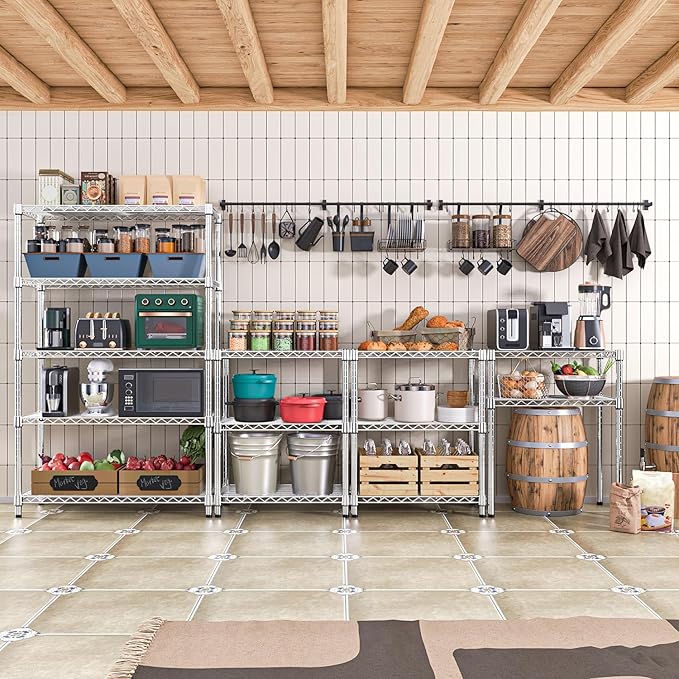 M MZG 1750 LBS Storage Shelves 5-Tier Utility Shelving Unit Steel Organizer Wire Rack for Home,Kitchen,Office,Garage, Capacity 17.7" D x 47.2" W x 72.3" H | Organizer Wire Rack, for Home, Kitchen, Office, Garage, 1750 LBS Capacity