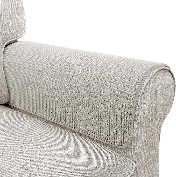 Couch Arm Covers, Sofa Arm Covers, Waterproof Armrest Covers for Sofa, Armchair, Loveseat, Non-Slip Recliner Arm Covers, Sofa Headrest Covers, Arm Chair Covers Set of 2 (Light Gray, 24"×20")