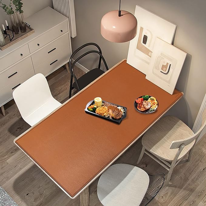 ZORESYN Conference Table Pads (70.87" x 31.5") - PU Leather Extended Large Mouse pad Office Desk Mat - Nonslip Base and Waterproof Desktop Writing Pad Mouse Mat (Light Brown)