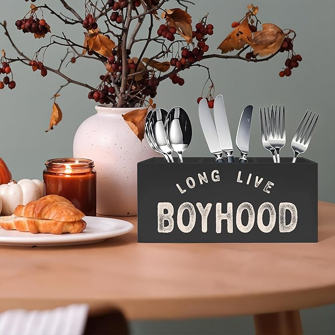Exqcom Long Live Boyhood Pen Pencil Crayon Holder for Boys, Kids Toothbrush Holder, Boys Room Decor, Back to School Gifts Essentials for Kids