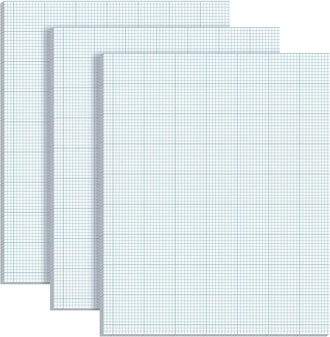 Ctosree 3 Pcs 8.5 x 11 Quadrille Pads 10 Squares Per Graph Paper Pad Back to School Engineer Grid Paper Pad for School Supplies 50 Sheets/Pack