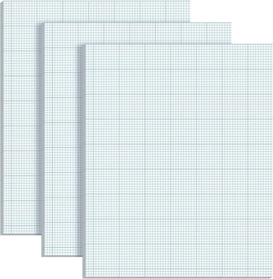Ctosree 3 Pcs 8.5 x 11 Quadrille Pads 10 Squares Per Graph Paper Pad Back to School Engineer Grid Paper Pad for School Supplies 50 Sheets/Pack