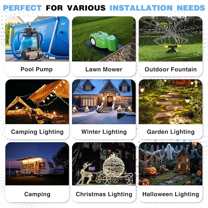 Flemoon [6 Pack] Outdoor Extension Cord Safety Cover with Waterproof Seal, Weatherproof Electrical Connection Box to Protect Outdoor Outlet, Plug, Socket, Christmas Holiday Decoration Light, Green