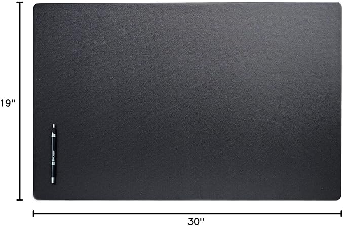 DACASSO Leatherette Desk Mat Without Rails - Luxury Leather Desk Blotter for Writing - Executive Desk Surface Protector - (Black, 30 x 19)