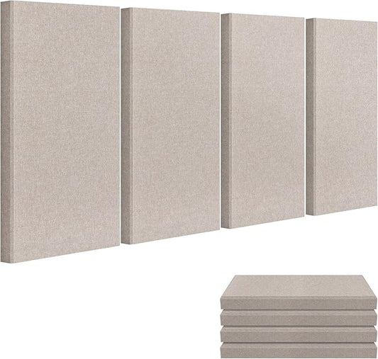 23.62" X 11.81" X 2" Fiberglass Wall Panel, 4 Pack Acoustic Panels, Acoustic Panels Sound Absorbing for Office, Studio, Home Theatre - Linen