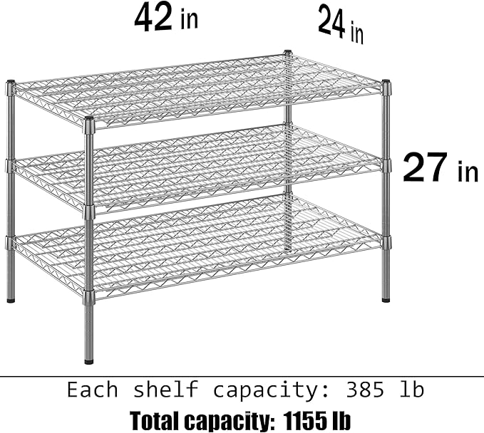 Regal Altair 24" Deep x 42" Wide x 27" Height Wire Shelving Kit | 3-Tier | NSF Commercial Storage Rack Unit