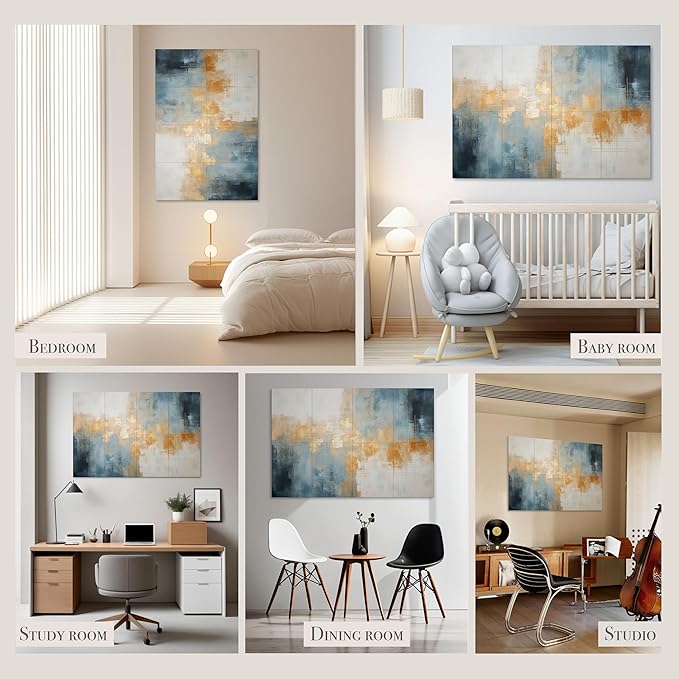 Soon Global 8-Pack Acoustical Wall Panels, 48 X 32 Inches Art Acoustic Panels, Decorative Acoustic Panels, Acoustic Wall Panels, Sound Absorbing Wall Art, Teal Aura