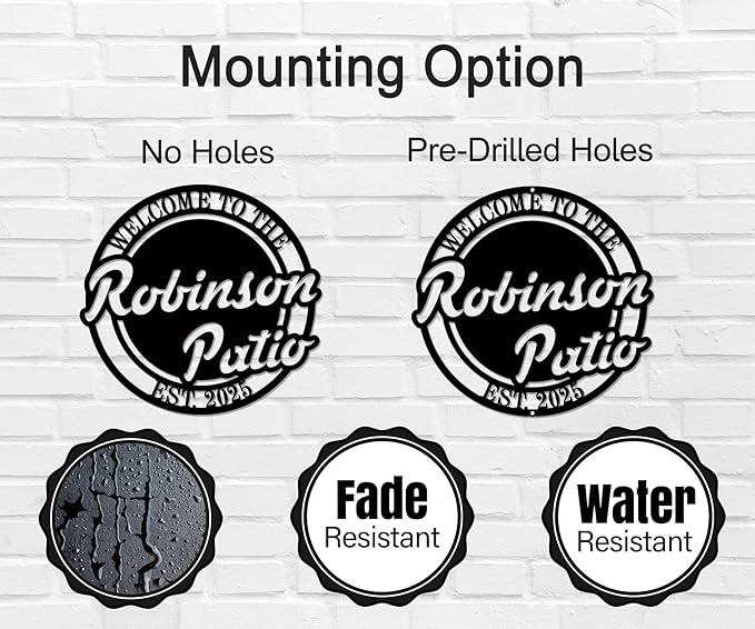 Personalized Patio Signs Outdoor Custom Last Name Sign Personalized Family Name Sign Outdoor Wall Decor Backyard Metal Sign Personalized Sign for Patio Decor Metal Wall Art Housewarming Gift