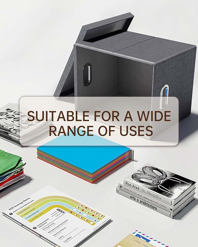 4 Pack File Storage Organizer, Document Organizer, Portable File Box with Lid, Fit for Letter/Legal File Folder Storage,Dark Gray-Box only