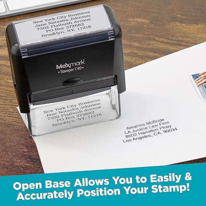 Custom Self Inking Rubber Stamp - Up to 8 Lines of Text - Choose from 15 Ink Colors - XX-Large Size