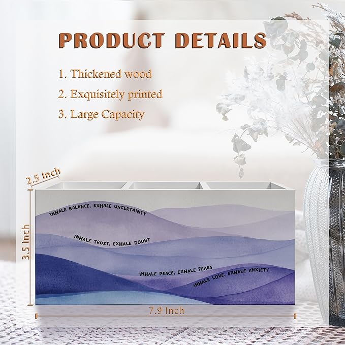 Exqcom Inhale Exhale Meditation Mental Health Pen Pencil Holder, Therapy Office Decor, Inspirational Pencil Pen Holder Organizer for Meditation Room Counseling Office Desk Accessories