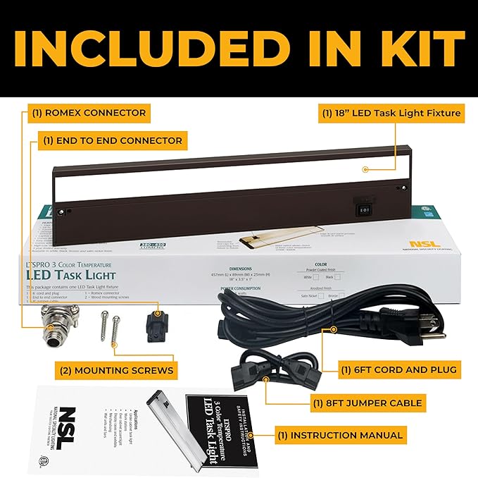 LED Under Cabinet Lighting Hardwired - 3CCT 12 Inch Bronze Finish - Undercabinet Lights for Kitchen - Linkable Undercounter Dimmable Plug in Light or Hard Wired - Under Counter Fixture Direct Wire