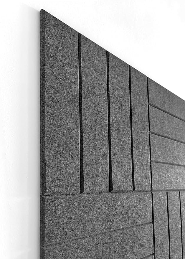 DECORITA Felt Bulletin Board Tiles | Modern Cork Board Alternative | Large Cork Boards for Walls | Aesthetic Felt Wall Panels for Office & Home Decor | Pinboard & Photo Board (12-Pack) | Gray Black