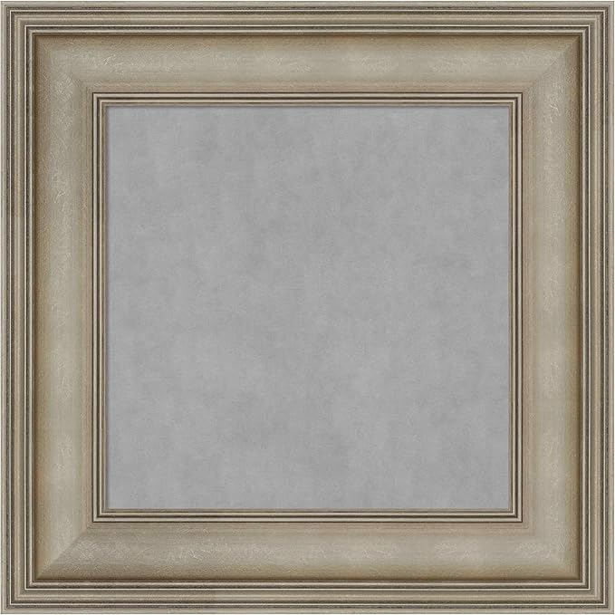 Amanti Art Silver Framed Magnetic Board 17x17 X-Small Vision Board for use with Magnets, 100% Metal Sheet to Display Items as Office Decor or for Home Organization in mudroom, Kitchen or Kids Room