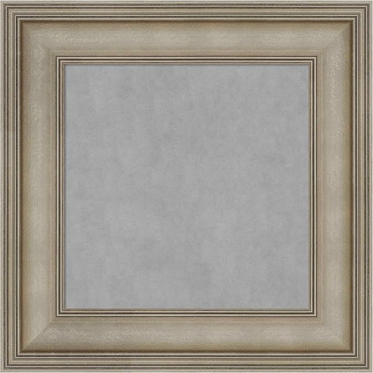 Amanti Art Silver Framed Magnetic Board 17x17 X-Small Vision Board for use with Magnets, 100% Metal Sheet to Display Items as Office Decor or for Home Organization in mudroom, Kitchen or Kids Room
