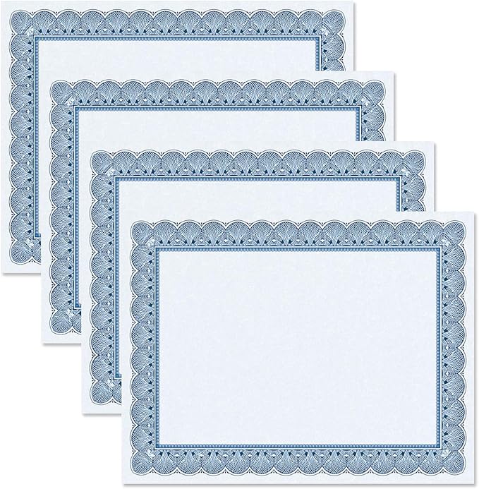 Elite Blue & Blue Parchment Certificate Papers - Pack of 25, Laser & Inkjet Printer Compatible, for Office, Business Awards, Graduation, School Diplomas, 8-1/2" x 11" on 70 lb. Text Stock