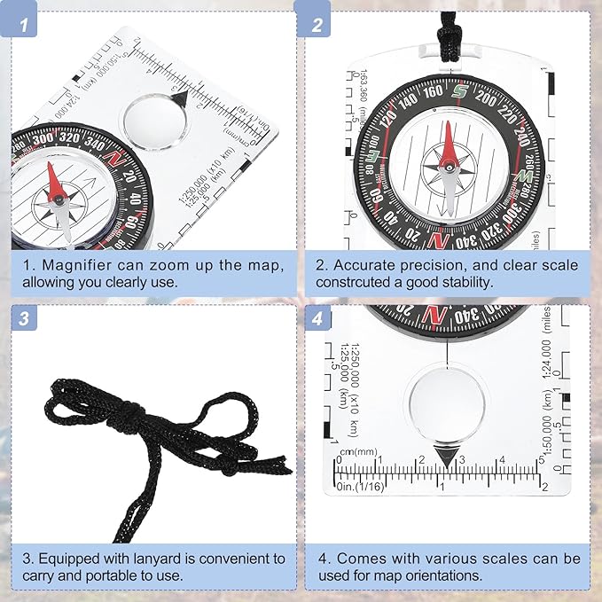 PATIKIL Orienteering Compass, Navigation Backpacking Compasses for Map