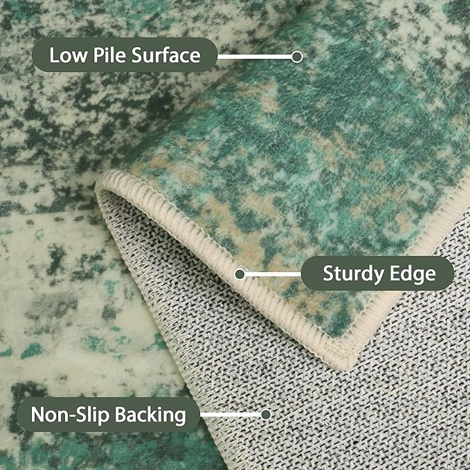 GENIMO Runners for Hallways, 2x6 Washable Runner Rug Non-Slip, Long Runner Rugs with Rubber Backing, Low Pile Lightweight Rugs for Kitchen, Bedroom, Bathroom, Entryway, Sage Green
