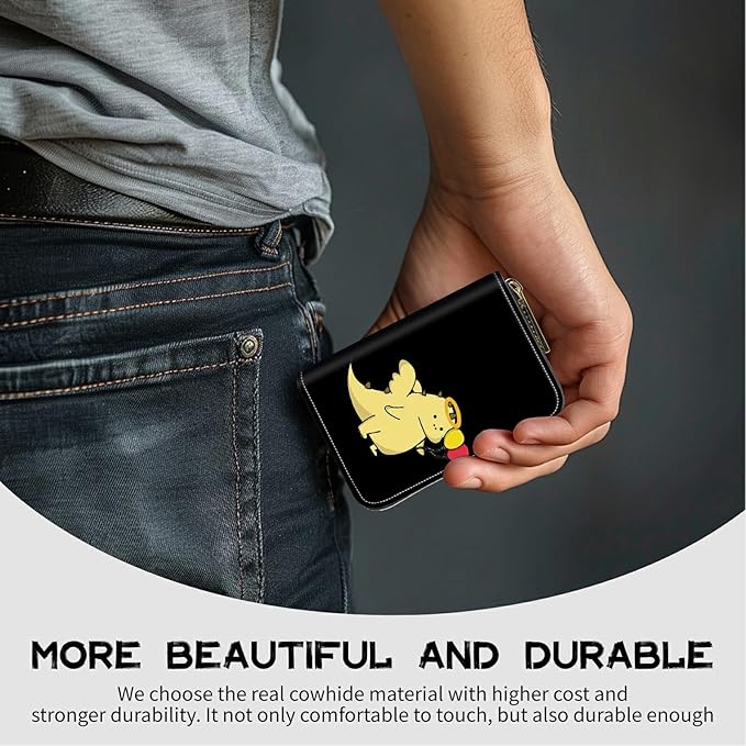 BWEGRHE Cute Credit Card Holder with Zipper, Dinosaur RFID-Blocking Card Case Small Wallet for Women Men, Multi-slot Card Organizer Case Travel Accordion Wallet