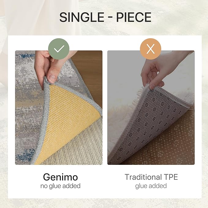GENIMO No Crease Non Slip 6x9 Area Rugs for Living Room, Craft Woven Modern Abstract Rug, Soft Floor Carpet, Single-Piece Rugs for Bedroom, Dining Room, Office, Blue