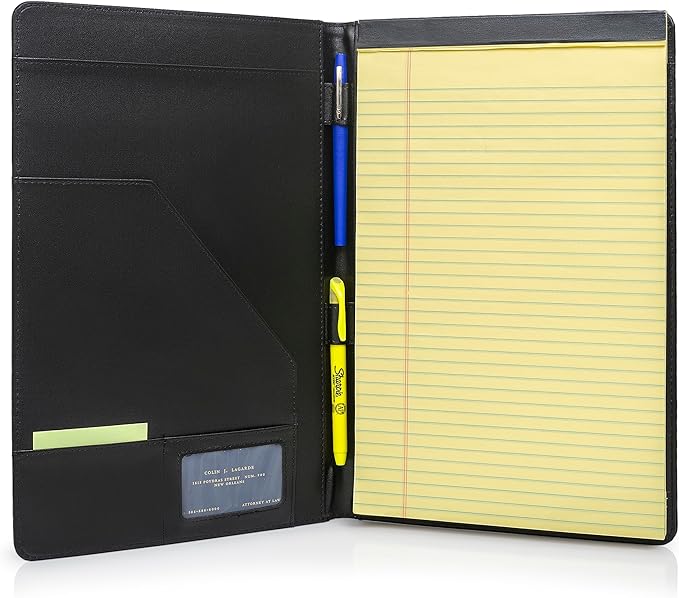 Legal Size Padfolio 8.5 x 14 Inch Portfolio Folder for Legal Pad, Professional Padfolio for Job Interviews, Business Meetings, and Attorneys (3 Pack)