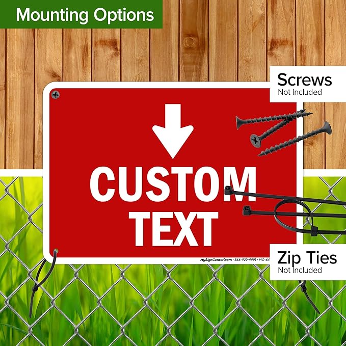 Custom Arrow,Custom Directional Sign, Down Arrow,7x10 Inches, Rust Free .040 Aluminum, Fade Resistant, Made in USA by My Sign Center