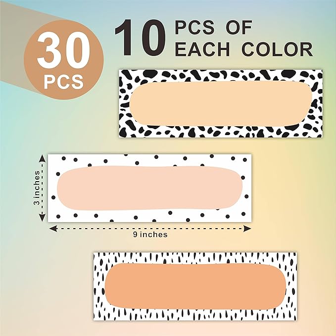 30 Name Tags Labels - Minimalism Print Self Adhesive Name Plates, Desk Label, Locker Stickers for Classroom School, Student, Teacher Decorations & Supplies - A08