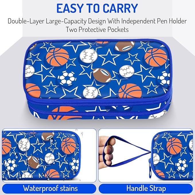 Fitvc Large Pencil Case for Boys,Sports Boys Pencil Pouch for Kids Teens School,Large Capacity Pen Box Marker Organizer for School