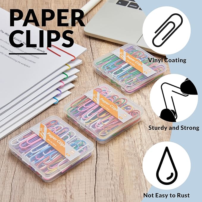 NEEWAY Colorful Large Paper Clips, 2 Inch Jumbo Paper Clips, 150 Count, 3 Pack of 50 (Multicolor)