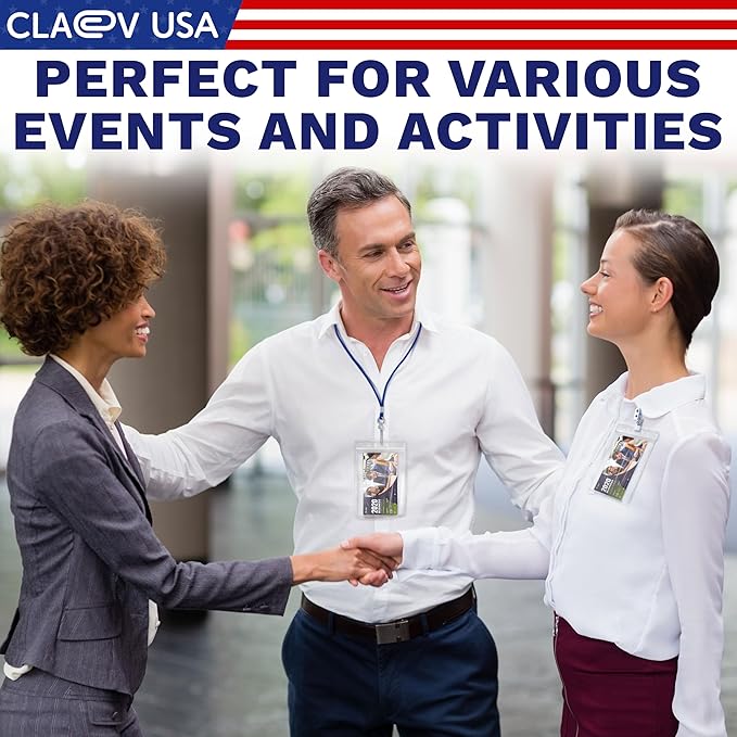 Claev Fast Seal Vertical 4x6 Passport & Card Holders (4x6 Extra Large (XXL), 50 Pack), Clear Waterproof ID Plastic Name Card Badge Holders for Travel, Conferences, Conventions