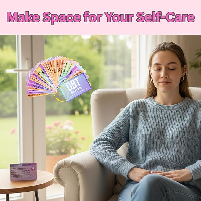 DBT Skills Coaching Cards with Guided Examples & Goals – 25 Flashcards for Emotional Regulation, Stress Relief & Coping Tools – for Teens & Adults