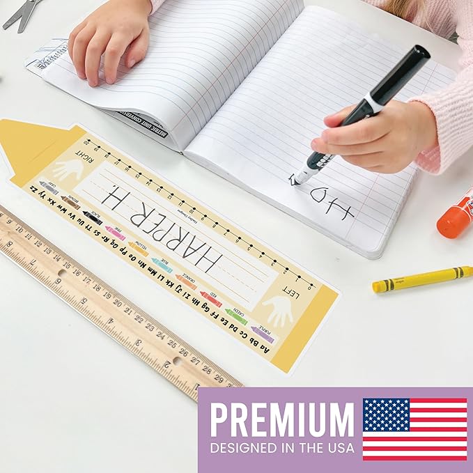 Desk Name Tags for Classroom – 36 Student Name Plates for Classroom Kindergarten, Preschool, 1st, 2nd & 3rd Grade, 14.5 x 4in Teacher Nameplates for Student Desks, Crayon Nametags
