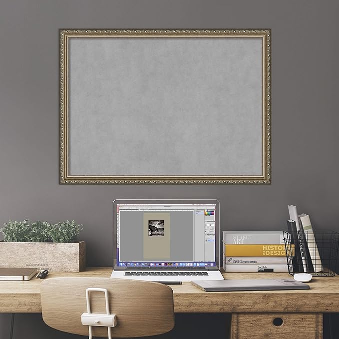 Amanti Art Silver Framed Magnetic Board 22x30 Medium Vision Board for use with Magnets, 100% Metal Sheet to Display Items as Office Decor or for Home Organization in mudroom, Kitchen or Kids Room