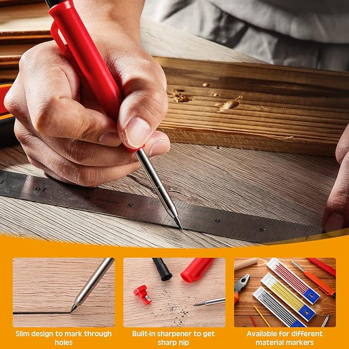 Zhehao 90 Pack 2.8 mm Pencil Lead Refills for Carpenter Mechanical Construction Pencil Replacements Metal Marker Refills Solid Pen Replacements for Carpenter Writing Drawing Drafting, Black, Red, Gold