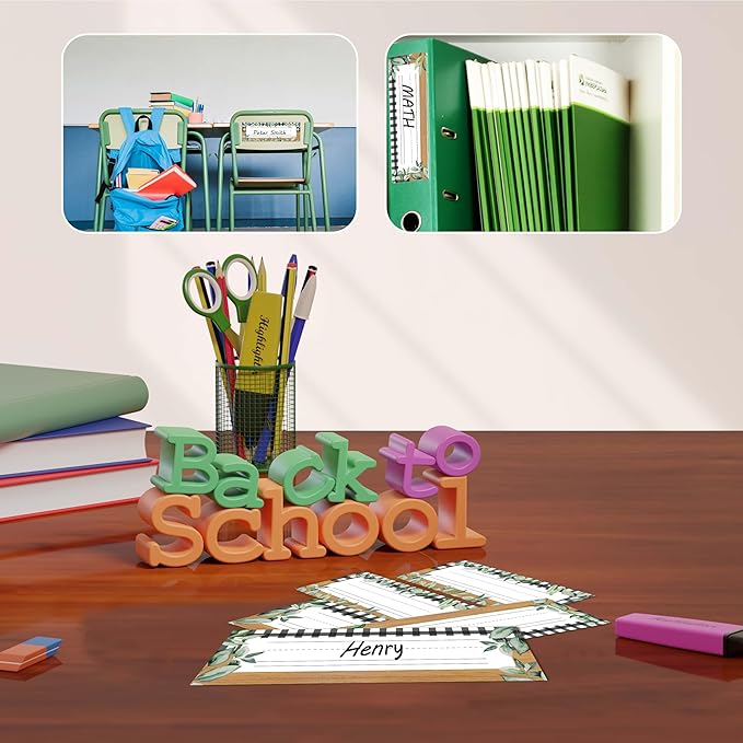 Name Tags for Classroom Cubbies, 30 Greenery Name Plates for Desks, Back to School Self Adhesive Name Tags Sticker for Teachers Elementary - A08