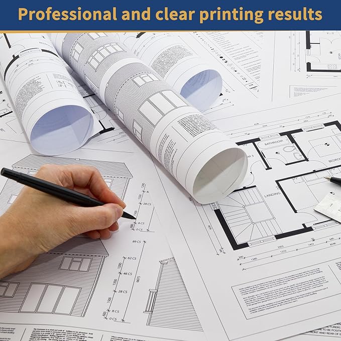 SJPACK Wide Format Paper Roll,36" x 150 ft Plotter Paper with 2 Inch Core for CAD and Inkjet Printing Premium Bond Papers for Engineering Architectural and Maps（2 roll）
