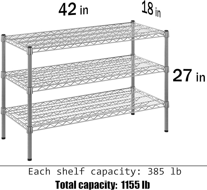 Regal Altair 18" Deep x 42" Wide x 27" Height Wire Shelving Kit | 3-Tier | NSF Commercial Storage Rack Unit