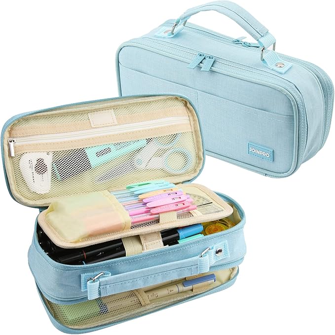 JOINPRO Pencil Case, Large Capacity Pencil Case Organizer; Double Zipper Storage Bag; Big Pencil Pouch for College School Office Teen Girl Boy Men Women Adult