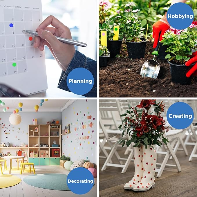 ChromaLabel 1/2 Inch Circle Sticker Labels, High Visibility Round Colored Stickers, Removable Sticky Dots - 1000 Color Coding Stickers per Dispenser Box, 1000 Light Blue Dots