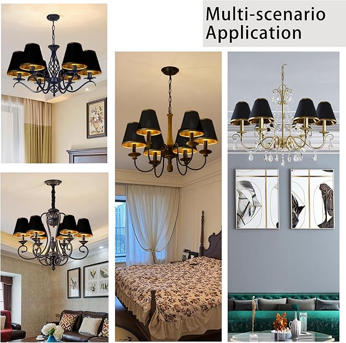 TAaMTYH small lamp shade chandelier shades set of 3，Fabric Lampshade for Wall Lamp，chandelier shades，small table lamps，For Cutting Edge bulbs, Clip-on Fitter Lampshade，3" X 6" X 5"