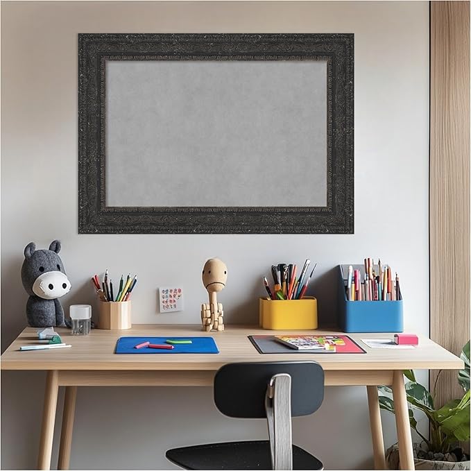 Amanti Art Black Framed Magnetic Board 21x29 Medium Vision Board for use with Magnets, 100% Metal Sheet to Display Items as Office Decor or for Home Organization in mudroom, Kitchen or Kids Room