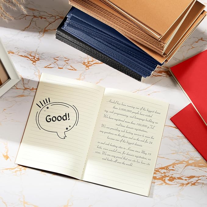 Mimorou 100 Pcs Journals Notebooks Bulk - Kraft Softcover A5 Small Notebooks 5.5 Inch x 8.3 Inch Notepads with 60 Page 30 Sheet for Writing Sketch Travel Office Supplies(Black, Brown, Red, Navy,Lined)