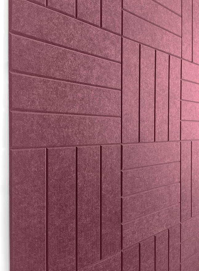 DECORITA Felt Bulletin Board Tiles | Modern Cork Board Alternative | Large Cork Boards for Walls | Aesthetic Felt Wall Panels for Office & Home Decor | Pinboard & Photo Board (12-Pack) | Red Wine