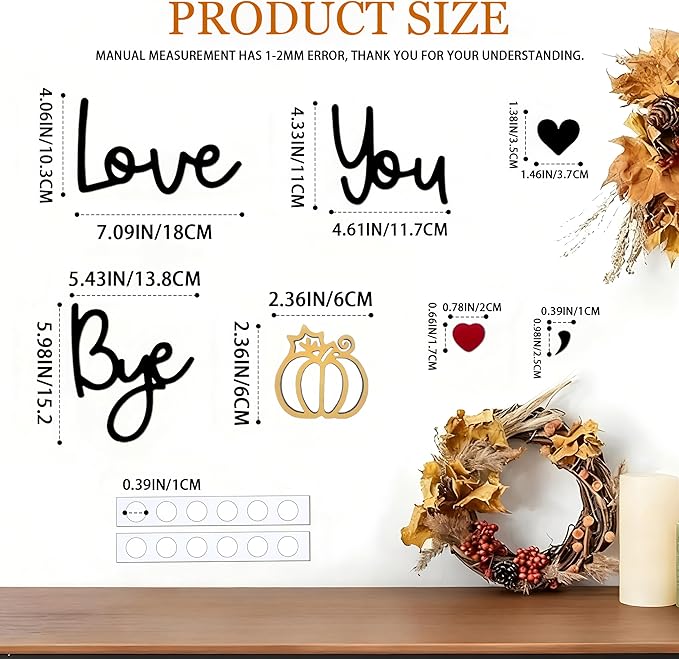 Love You Bye Wood Sign,Fall Decoration for Home&Halloween Decoration Fall Decor Autumn Wall Decor Wooden Pumpkin Sign forHallway Entryway Door,Porch,Fireplace Mantel Thanksgiving Farmhouse Living Room