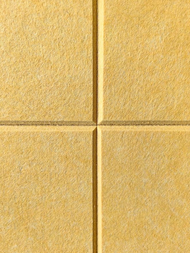 DECORITA Felt Wall Tiles | Large Cork Board Alternative | Aesthetic Felt Bulletin Board for Office, Home & Classroom | Large Cork Boards for Walls Pinboard (12-Pack) | Mustard