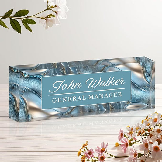 Personalized Name Plate for Desk, Custom Acrylic Desk Name Sign, Office Appreciation Gifts for Women Men Coworkers Boss Teacher Employee